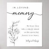 In Loving Memory Kalligrafie Trouwbord Poster (Voorkant)