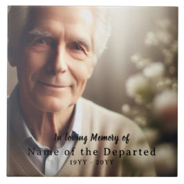 In Loving Memory Keepsake Photo Name Dates, Black Tegeltje