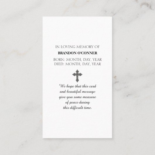 In Loving Memory Landschap in Rood Groen Geel Visitekaartje (Achterkant)