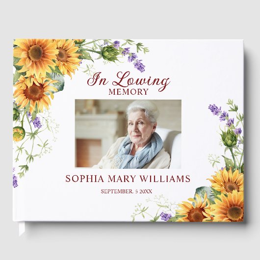 In Loving Memory Lavendel Bloemen Gastenboek (Voorkant)