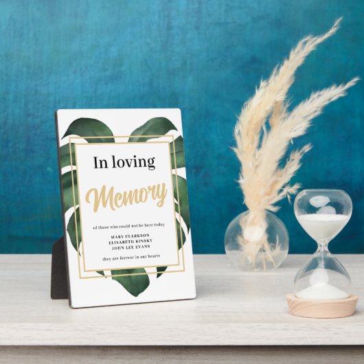 In loving memory Leaf wedding sign Tabletop Plaque Fotoplaat (Zijkant)