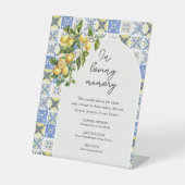 In Loving Memory Lemon Theme Wedding Remembrance Reclamebord Met Voetstuk (Voorkant)