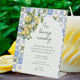 In Loving Memory Lemon Theme Wedding Remembrance Reclamebord Met Voetstuk