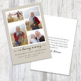 In Loving Memory Linnen Foto's Begrafenissympathie Bedankkaart