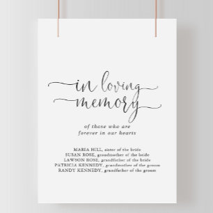 In Loving Memory Love Fancy Script Bord Poster