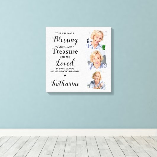 In Loving Memory Marble Memorial Keepsake Foto Canvas Afdruk (Insitu (Houten vloer))