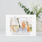 In Loving Memory Memorial Eenvoudige moderne foto Bedankkaart (Staand voorkant)