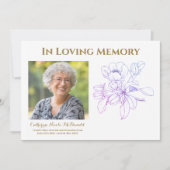 In Loving Memory Memorial Elegant Floral Aankondiging (Voorkant)