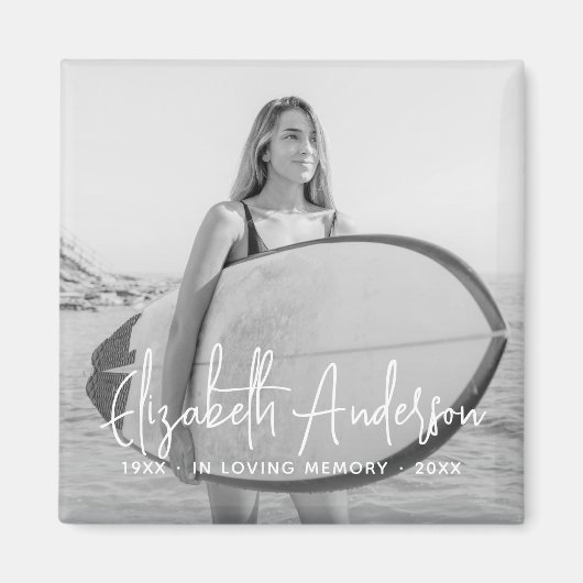 In Loving Memory Memorial Funeral Moderne foto Magneet (Voorkant)