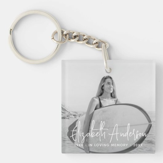 In Loving Memory Memorial Funeral Moderne foto Sleutelhanger (Voorkant)