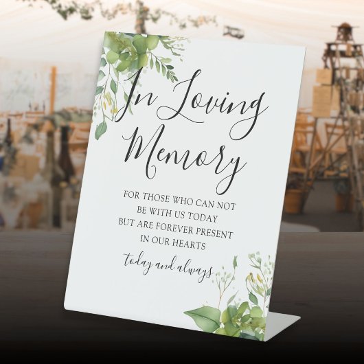 In Loving Memory Memorial Greenery Bloemenbruiloft Reclamebord Met Voetstuk