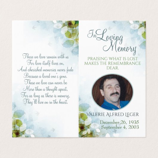 In Loving Memory Memorial Keepomwille Kaart (Buitenkant ongevouwen)