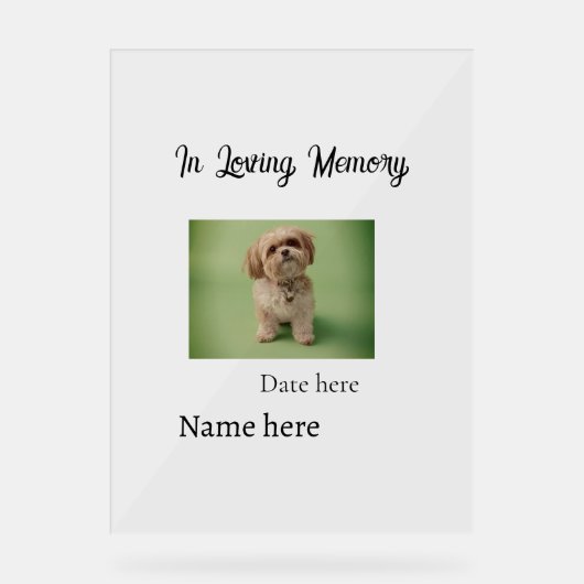 In loving memory memorial keepsake add pet name acryl bord (Voorkant)