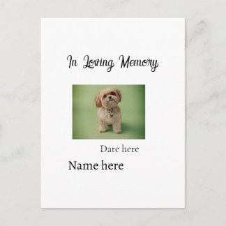 In loving memory memorial keepsake add pet name briefkaart