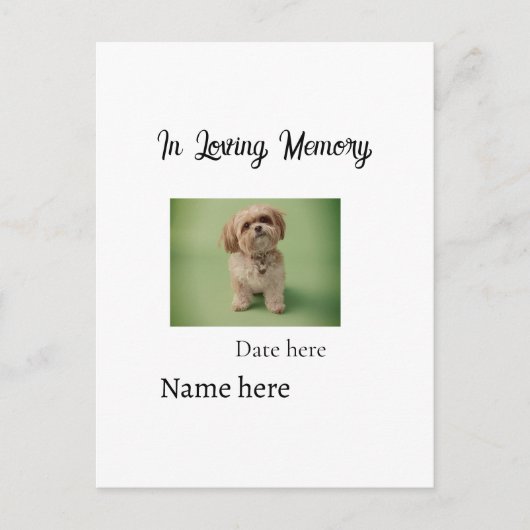 In loving memory memorial keepsake add pet name briefkaart (Voorkant)