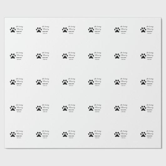 In loving memory memorial keepsake add pet name cadeaupapier (Vlak)