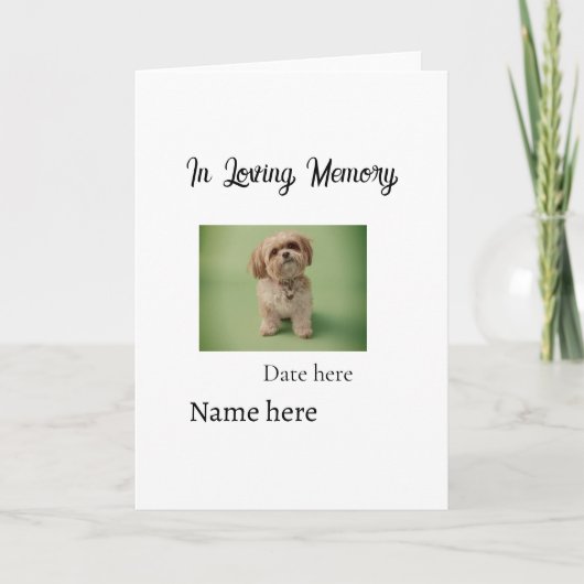 In loving memory memorial keepsake add pet name kaart (Voorkant)