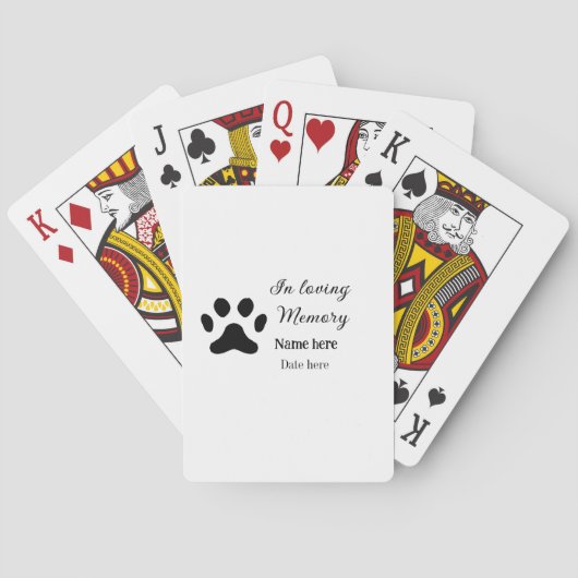 In loving memory memorial keepsake add pet name pokerkaarten (Achterkant)