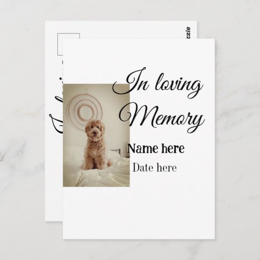In loving memory memorial keepsake voeg huisdier n briefkaart (Voorkant / Achterkant)