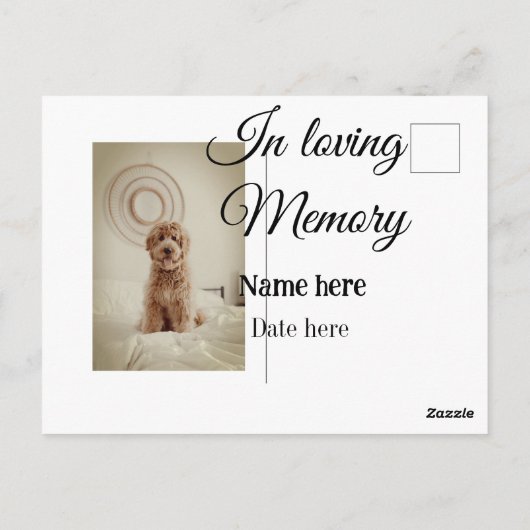 In loving memory memorial keepsake voeg huisdier n briefkaart (Achterkant)