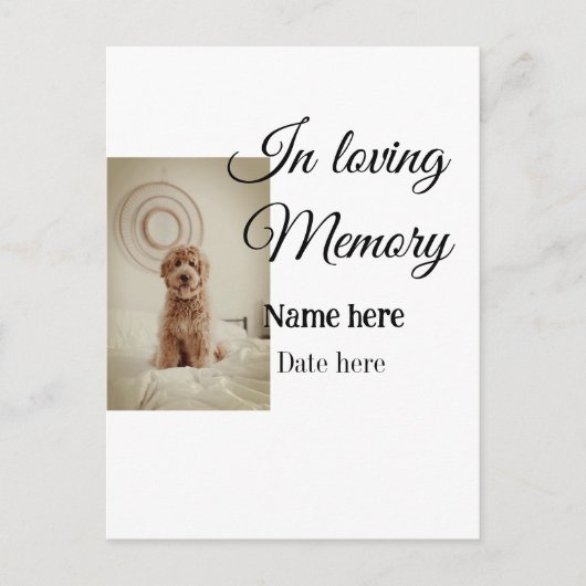 In loving memory memorial keepsake voeg huisdier n briefkaart (Voorkant)