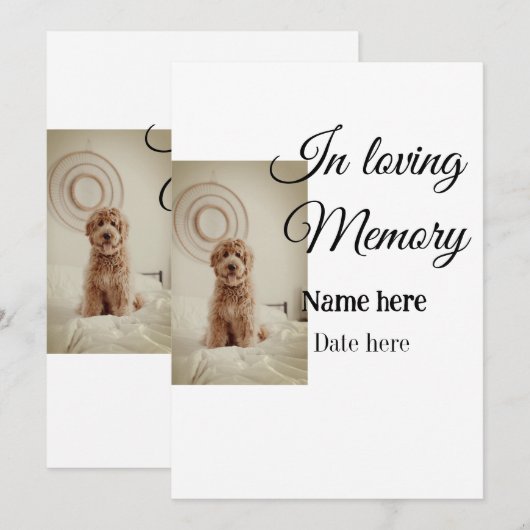 In loving memory memorial keepsake voeg huisdier n feestdagenkaart (Voorkant / Achterkant)