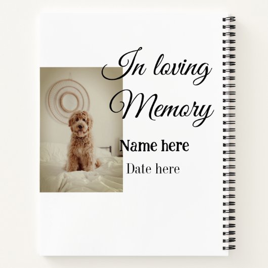 In loving memory memorial keepsake voeg huisdier n notitieboek (Achterkant)