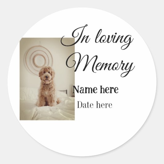 In loving memory memorial keepsake voeg huisdier n ronde sticker (Voorkant)
