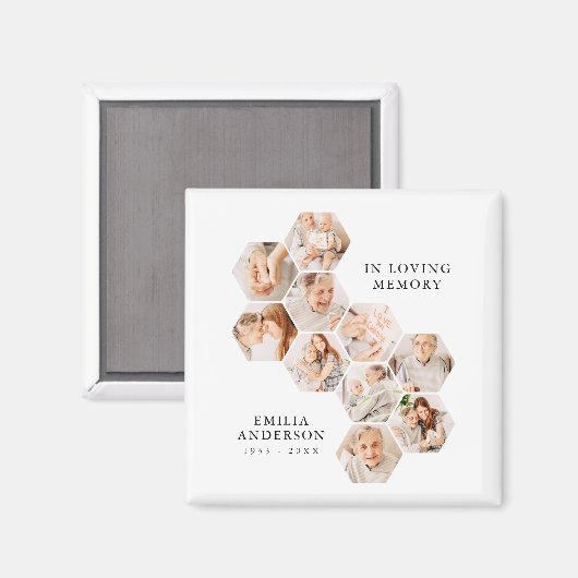 In Loving Memory Memorial Modern 10 foto's Magneet (Voorkant / Achterkant)