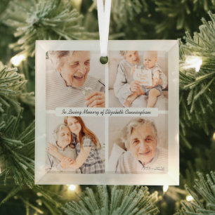 In Loving Memory Memorial Modern Elegant 4 foto's Glas Ornament