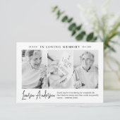 In Loving Memory Memorial Modern Simple 3 Foto Bedankkaart (Staand voorkant)