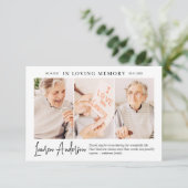 In Loving Memory Memorial Modern Simple 3 Foto Bedankkaart (Staand voorkant)