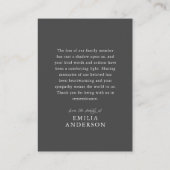 In Loving Memory Memorial Moderne eenvoudige fotok Visitekaartje (Achterkant)