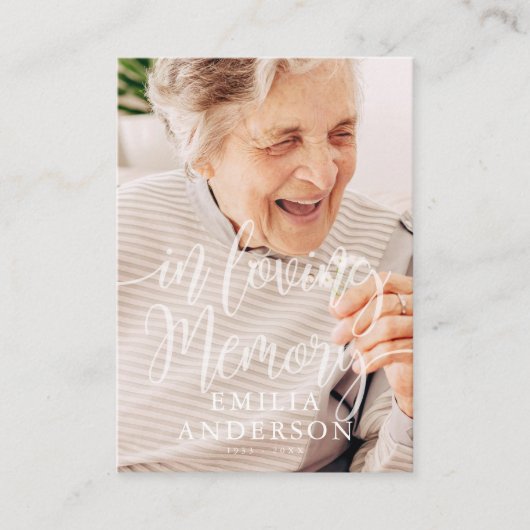 In Loving Memory Memorial Moderne eenvoudige fotok Visitekaartje (Voorkant)