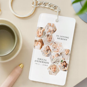 In Loving Memory Memorial Moderne fotocollage Sleutelhanger