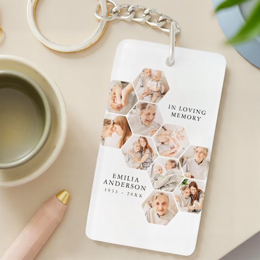 In Loving Memory Memorial Moderne fotocollage Sleutelhanger
