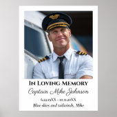 In Loving Memory Memorial Photo Funeral Aviation  Poster (Voorkant)