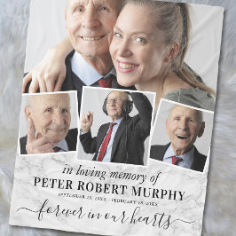 In Loving Memory Memorial Photo Marble Fleece Deken