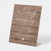 In Loving Memory Memorial Rustic Barn Wood Wedding Reclamebord Met Voetstuk (Voorkant)