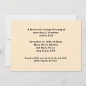 In Loving Memory Memorial Service, Lone Tree Kaart (Achterkant)