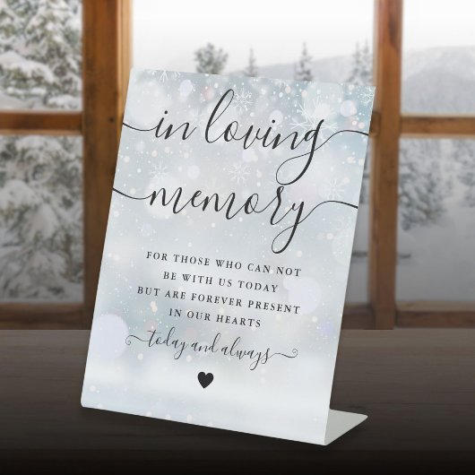 In Loving Memory Memorial Winter Wedding Reclamebord Met Voetstuk