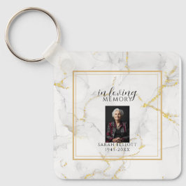 In Loving Memory met foto | marmer goud Sleutelhanger