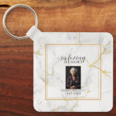 In Loving Memory met foto | marmer goud Sleutelhanger (Voorkant)