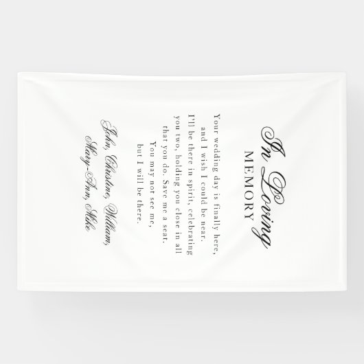 "In Loving Memory" Modern, Calligraphy, Wedding  Spandoek (Horizontaal)