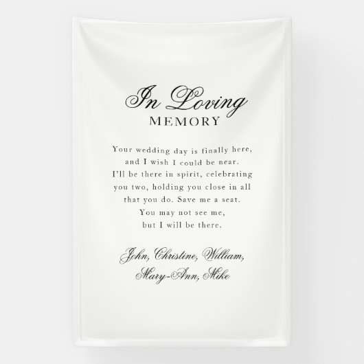 "In Loving Memory" Modern, Calligraphy, Wedding Spandoek (Verticaal)