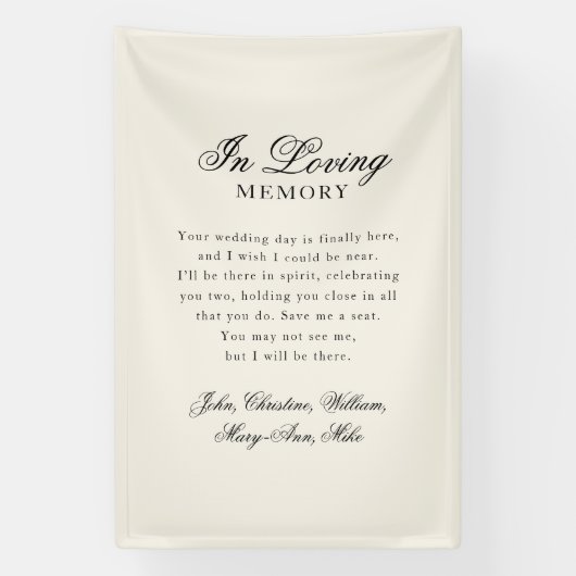 "In Loving Memory" Modern Calligraphy Wedding  Spandoek (Verticaal)