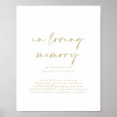 In Loving Memory Modern Gold Elegant Sign Poster (Voorkant)