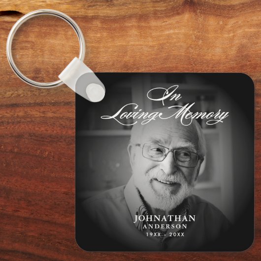 In Loving Memory Modern Memorial Keepsake Foto Sleutelhanger (Voorkant)