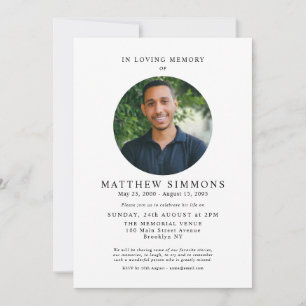 In Loving Memory Modern Photo Memorial Funeral Kaart