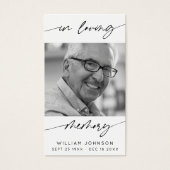 In Loving Memory Modern Script Foto Funeral Visitekaartje (Voorkant)